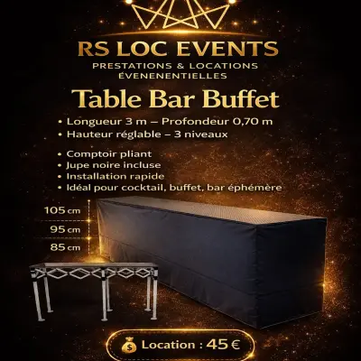 Bar buffet  pliant 3m