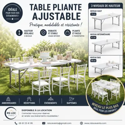 Table pliante 3 niveaux